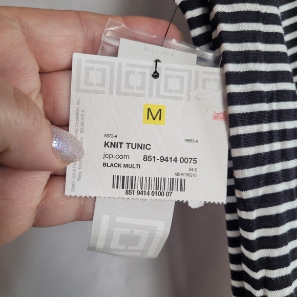 Liz Claiborne NWT Striped Rolltab Sleeve Vneck Tunic 100% Rayon Women's Size M - Picture 7 of 9